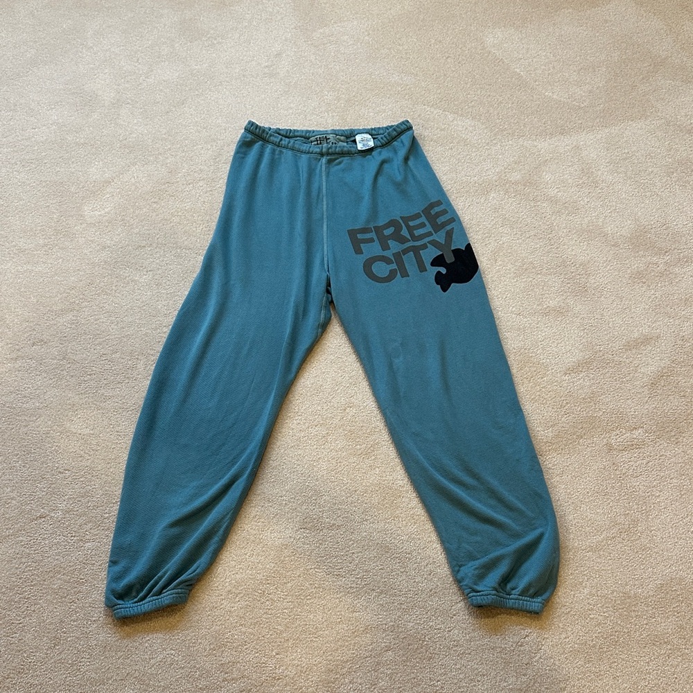 Free City  Teal Relaxed Sweatpants. Lightweight French Terry material.